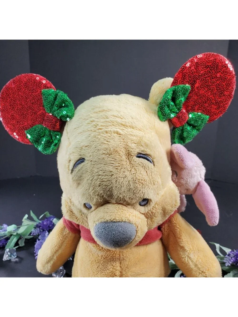 Minnie Mouse Ears Barretts Christmas Sequins Red Hair Bow Clips Hair Accessories